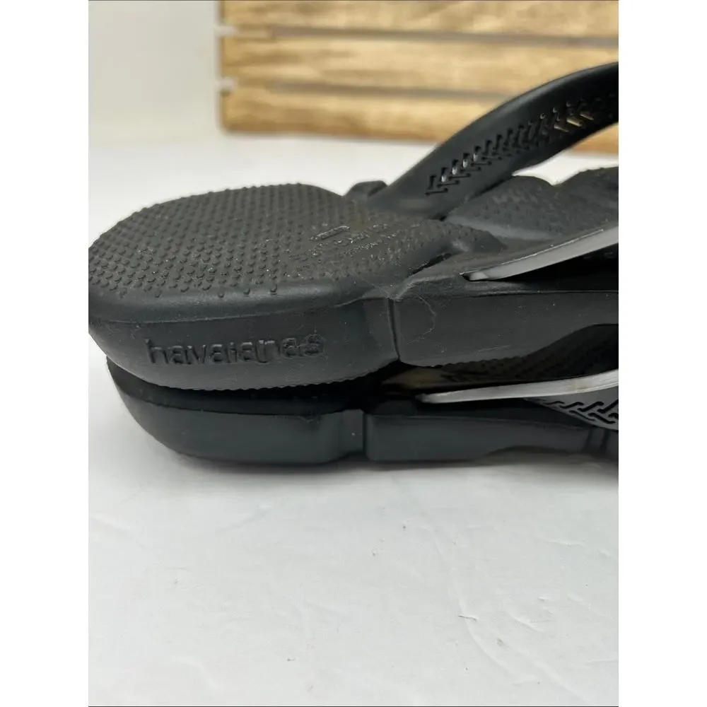 Havaianas Men’s Black Flip Flops with Gray Trim Size 41